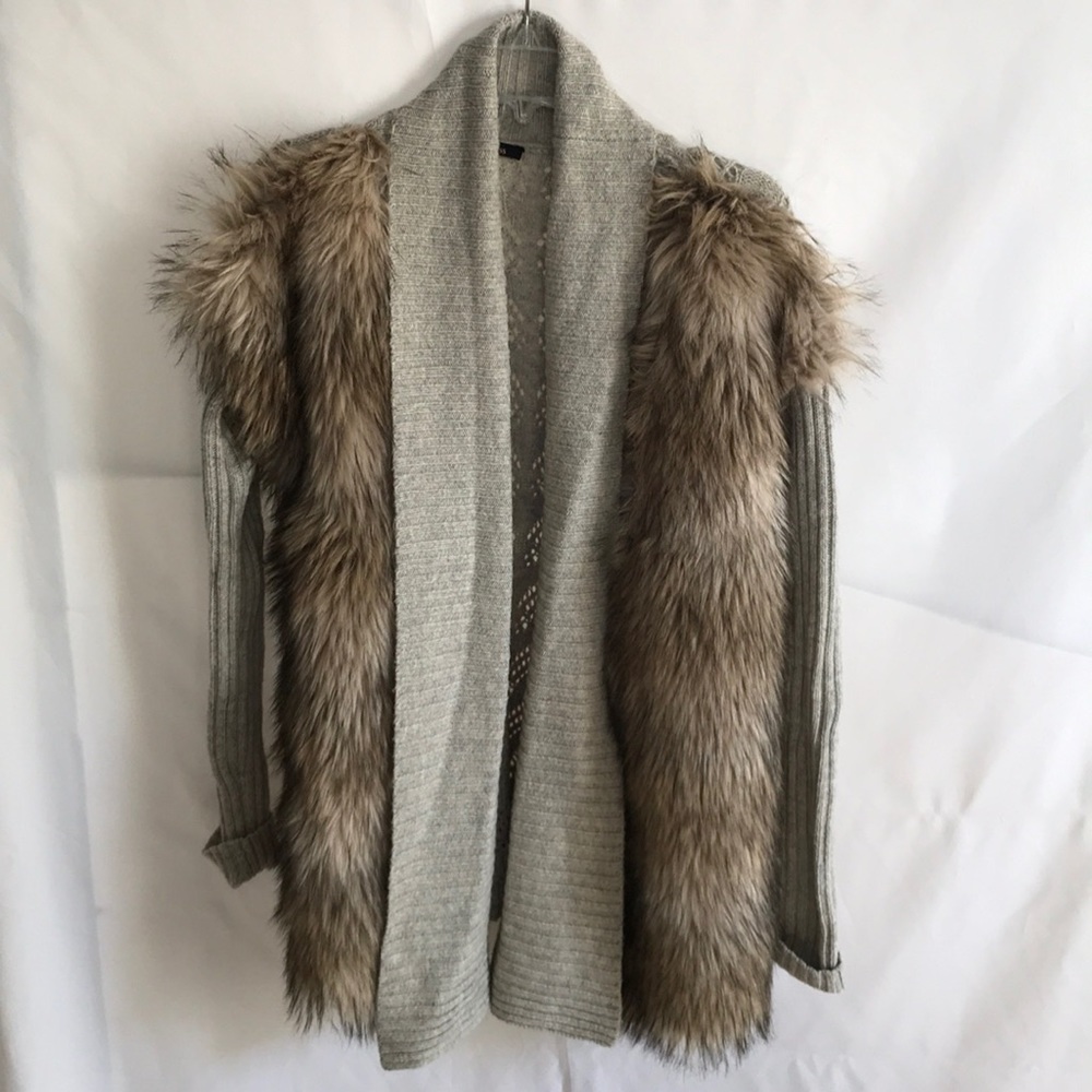 Ella Moss faux fur cardigan sweater